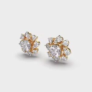New Indian Manufactured Luxury Moissanite Round Cut Diamond <b>Earrings</b> for Women's Certified Sustainable Fine Available For Sale - Product Image 1