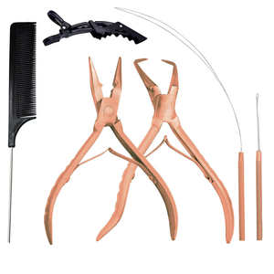 Kit d'outils professionnels de haute qualité pour extensions de cheveux, couleur or, logo personnalisé, acier inoxydable de qualité chirurgicale - Product Image 1
