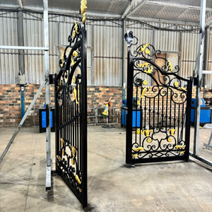 Elegant Wrought Iron Garden Gate with Modern Metal Design for Front Entry Driveway and Outdoor <b>Security</b> Style with Elegant Look - Product Image 1