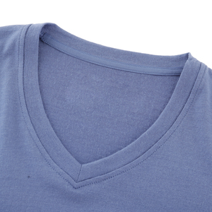 T-shirt respirant à manches courtes, col en V, couleur unie, coupe classique pour homme – Fournisseur OEM de marques privées - Product Image 3