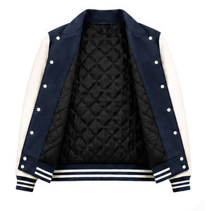 Veste universitaire BIRLAG SPORTS pour homme, bleu marine, style preppy, fermeture à un bouton, col montant, coupe classique, en toile - Product Image 5