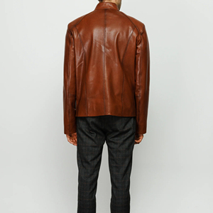 Veste en cuir pour homme 100% cuir de vache véritable, nouvelle veste en toile d'hiver élégante à col montant, style vintage - Product Image 2