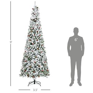 Albero di Natale Artificiale Pieghevole 210 cm, 1350 Rami in PE PVC, Verde Bianco Innevato, per Uso Interno con Luci LED - Product Image 3