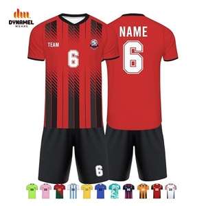 DYNAMEL WEARS Conjunto de Camiseta de Fútbol Sublimada Personalizada para Hombre, Manga Corta, Absorbe la Humedad, Uniforme de Equipo de Fútbol, Verde y Amarillo a Rayas - Product Image 2