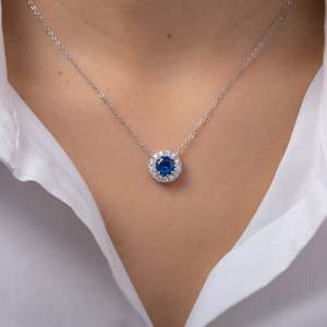 Hallmark Silver Minimal Blue Zircon Pendant - Product Image 2