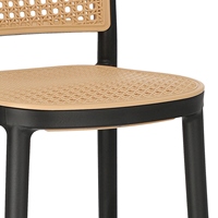 Tabouret de bar moderne en teck massif fait main avec assise en rotin tressé, résistant à l'eau, durable, écologique, pour l'extérieur, la maison, le bar, le salon