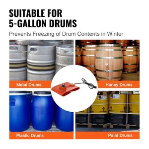 Chauffe-tambour métallique 800 W, largeur 7,75 pouces, pour fût de 5 gallons, thermostat réglable 86-302°F, bande chauffante pour seau, chauffage de patio - Product Image 6