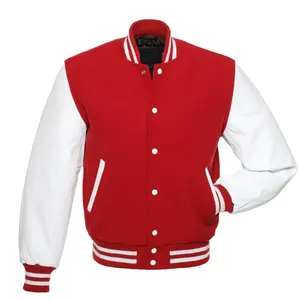 Uni-Jacken Custom Plain White Leder ärmel Herren Baseball jacke Herren Plain Blank Varsity Letterman Jacken