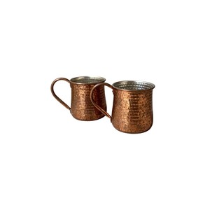 Mug à Moscow Mule en cuivre pur, finition antique martelée, avec poignée en laiton massif, idéal pour les cocktails, la bière et les cadeaux de bar. - Product Image 6