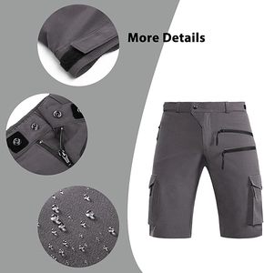 Men's Water Repellent Cargo Shorts Summer Outdoor Cycling Pants Gray Waterproof Short Pants for Adults - Product Image 4