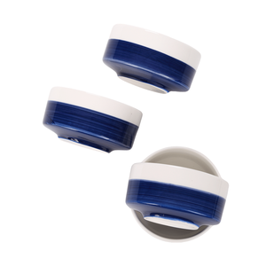 Set di 4 Ciotole in Ceramica Bianche e Blu da 10 oz, Grandi 18cm, per Zuppa e Cereali, Adatte al Microonde per Avena, Frutta, Insalata e Ramen - Product Image 2