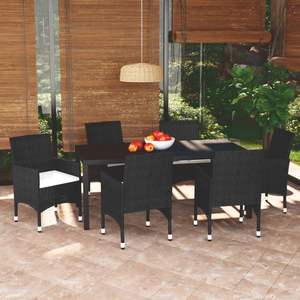 Juego de Comedor Blanco Crema y Negro para Jardín, Muebles de Exterior - Product Image 1
