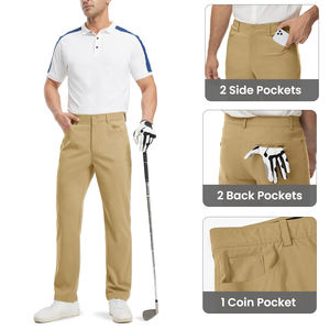 Pantalon de golf extensible dans les quatre sens pour hommes, couleur unie, avec cordon de serrage à la taille, respirant, évacuant la transpiration, pantalon de golf pour hommes - Product Image 3