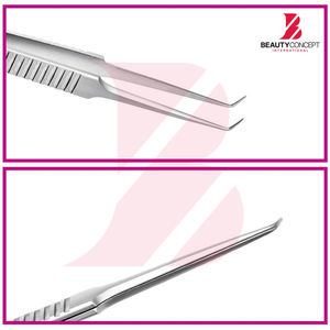 Juego de pinzas para injerto de pestañas, producto de moda, en color plateado, curvadas y anguladas para pestañas de volumen, para extensión de pestañas - Product Image 4