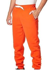 Pantalones Deportivos de Lana para Hombre, Color Naranja, Estilo Vintage, Cintura Elástica, Bolsillos Laterales, Casuales, Transpirables, de Felpa Tejida para Otoño - Product Image 3