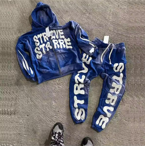 Conjunto de Sudadera con Capucha y Pantalones Deportivos Vintage con Lavado Ácido Personalizado para Hombre, Estilo Urbano, Impresión DTG, Bordado Tejido - Product Image 4