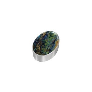Premium 18K Gold Sterling Silver Fine Classic Slider Azurite Malachite Mix Shapes Spring <b>Lock</b> <b>Cable</b> Chain Bezel Setting Pack 6 - Product Image 2