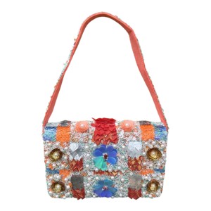 Sac à bandoulière de luxe multicolore à fleurs, orné de paillettes et de perles, fait main, pour femme, style soirée - Product Image 1