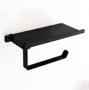 Porte-papier toilette en métal noir sur mesure, finition polie, produit de salle de bain, fournisseur de toilettes, conception d'étagère mobile - Product Image 1