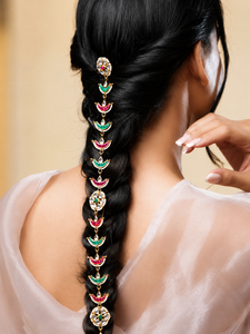 Chaîne de cheveux de mariée élégante plaquée or réglable avec embellissements de perles pour femmes, accessoire de bijoux de cheveux de mariage - Product Image 4