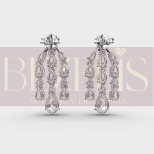 Lab Grown <b>Diamond</b> Chandelier <b>Earrings</b> 14K Gold Multi Strand Oval Pear Round Cut <b>Diamond</b> <b>Dangle</b> <b>Earrings</b> Bridal Wedding Wholesale - Product Image 2