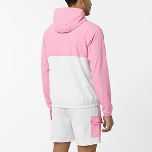 Custom Windbreaker Tracksuit Set Hooded Jacket <b>Cargo</b> Shorts Two Tone Color Block Pink <b>White</b> Streetwear Casual Lightweight Set - Product Image 2