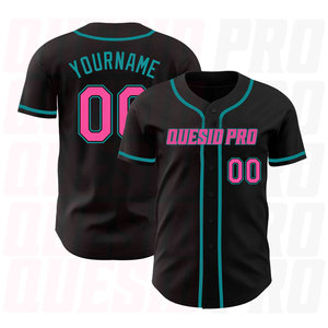 Camiseta de béisbol de poliéster para hombre, juvenil, personalizada, uniformes de softbol, camiseta de béisbol impresa, personalizada, negra, rosa, verde azulado, auténtica - Product Image 1