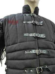 Gambesón Medieval Negro Hecho a Mano, Chaqueta Larga con Mangas Completas, Acolchado de Algodón, para Armadura de Caballero y Reenactamiento Histórico - Product Image 6