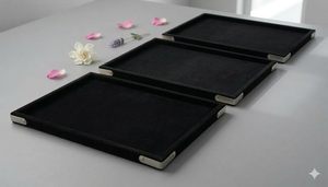 Plateau de présentation en velours pour bijoux : organisateur pour bagues, boucles d'oreilles, colliers, bracelets et cosmétiques - Product Image 3