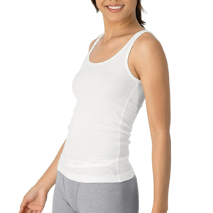 <b>Women's</b> <b>White</b> Knitted <b>Tank</b> <b>Top</b> Scoop Neck Sleeveless Regular Length 100% Cotton Breathable Casual Style - Product Image 6