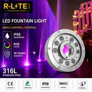 Projecteurs LED RGBW DMX 316L SS étanches IP68 6W 9W 18W pour fontaines de bassin, garantie 2 ans, anneau subaquatique 2700-6500K - Product Image 6