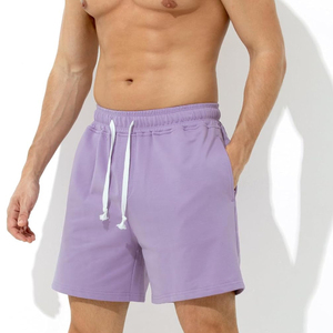 Shorts en coton tricoté pour homme, couleur unie, taille élastique, décontractés, respirants, séchage rapide, disponibles en promotion à prix très raisonnable - Product Image 2