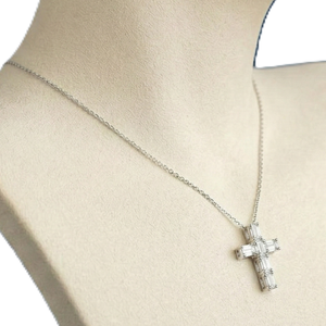 Pendentif Croix en Diamant de Laboratoire Certifié IGI, Or Massif 10K 14K, Bijou Chrétien Minimaliste, Croix de Jésus au Design Illusion - Product Image 6