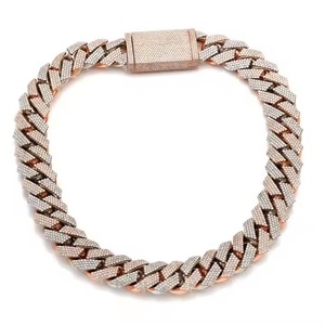 Chaîne cubaine personnalisée en or blanc 14K/18K entièrement sertie de diamants Moissanite, bijoux Hip Hop, cadeau de mariage pour homme en rhodium - Product Image 3