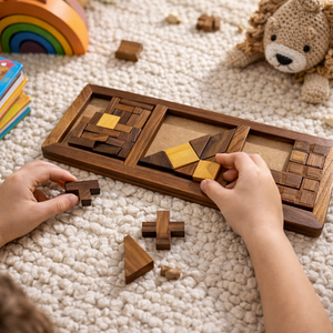 Juego de 3 rompecabezas de madera hechos a mano |   Rompecabezas de Madera de Palisandro Indio, Tablero de Pruebas de Inteligencia |   Juguete Educativo de Regalo |   Juego Educativo Premium - Product Image 1