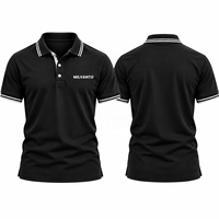Kaos Polo Golf Pria Bordir Kustom Hijau Lengan Pendek, Kaos Polo Performa Bernapas, Kerah & Manset Bergaris