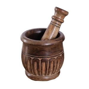Traditional <b>Wooden</b> <b>Carved</b> Design Luxury New Mortar Pestle Grinder <b>Tool</b> Best for Spices Herbs Natural Kitchen Cooking Accessories - Product Image 1