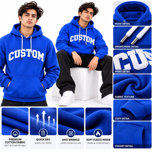 Sudaderas con capucha para hombre, 100% algodón, con texto personalizado en el pecho, diseño liso, cuello con capucha, mangas largas, estilo casual urbano. - Product Image 5