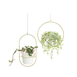 Juego de 2 macetas colgantes modernas de metal dorado, minimalistas y lujosas, para pared interior y techo, decorativas para el hogar y el jardín. - Product Image 1