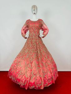 Robe longue ethnique indienne Anarkali pour adultes vêtements de fête pour femmes avec filet brodé Dupatta déguisement fabriqué à partir de filet - Product Image 3