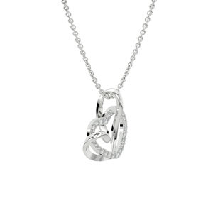 Collier pendentif en diamant en forme de cœur entrelacé moderne, argent sterling 925, bijoux de luxe, pour femmes, à porter en soirée, cadeau de mariage, élégant au quotidien - Product Image 3
