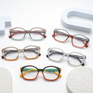 Monture Optique Multicolore en Acétate Effet Œil de Chat, Lunettes Rétro Unisexe de Haute Qualité Orange Rose, Montures de Mode OEM ODM Vente en Gros 2026 - Product Image 2