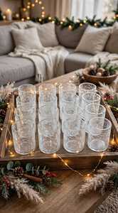 <b>Crackled</b> Glass Heat Resistant Votive Holder Straight Cylinder Tabletop Lantern for Christmas Home Decor - Product Image 4