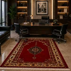 Hand Knotted 100% NZ <b>Wool</b> Persian <b>Red</b> Medallion Area Rug - Product Image 4