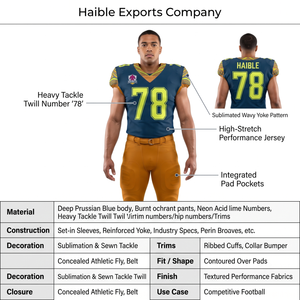 Ensemble de football américain haut de gamme pour adultes, maillot personnalisé imprimé par sublimation, anti-rétrécissement, pantalon rembourré, tenue d'équipe unisexe, OEM - Product Image 5