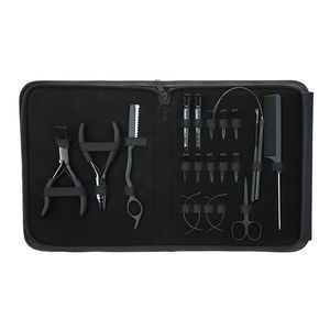 Kit d'outils pour extensions capillaires : Pince à sertir les micro-perles, Extracteur de perles, Crochet à boucle, Aiguilles courbées, Ciseaux, Peigne à queue, Pinces bec de canard, Rasoir - Product Image 1