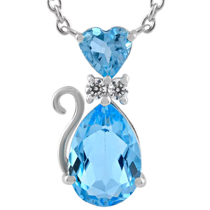 Colgante de Topacio Azul y Circonita en Plata de Ley 92.5 KLSP-50495 - Product Image 1