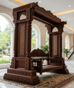 Double Seater Brown Finish Wooden <b>Swing</b> Handicraft Teak Wooden <b>Swing</b> <b>for</b> Indoor Walnut Finish King Size <b>Swing</b> <b>for</b> Indoor Home - Product Image 2