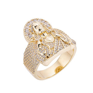 Anillo Religioso Hiphop de Jesucristo AMBER JEWELS T-4022, Chapado en Oro de 14K con Diamante Sintético, Joyería Unisex - Product Image 4