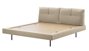 Modern PU Leather Upholstered Japanese Japandi Style <b>Bed</b> King <b>Size</b> Tufted Headboard Midcentury Style Soft <b>Bed</b> Frame - Product Image 2
